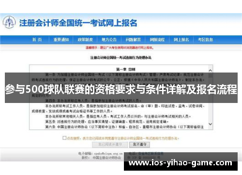 参与500球队联赛的资格要求与条件详解及报名流程 参与500球队联赛的资格要求与条件详解及报名流程