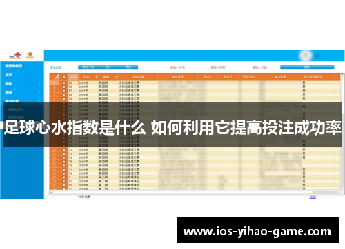 足球心水指数是什么 如何利用它提高投注成功率